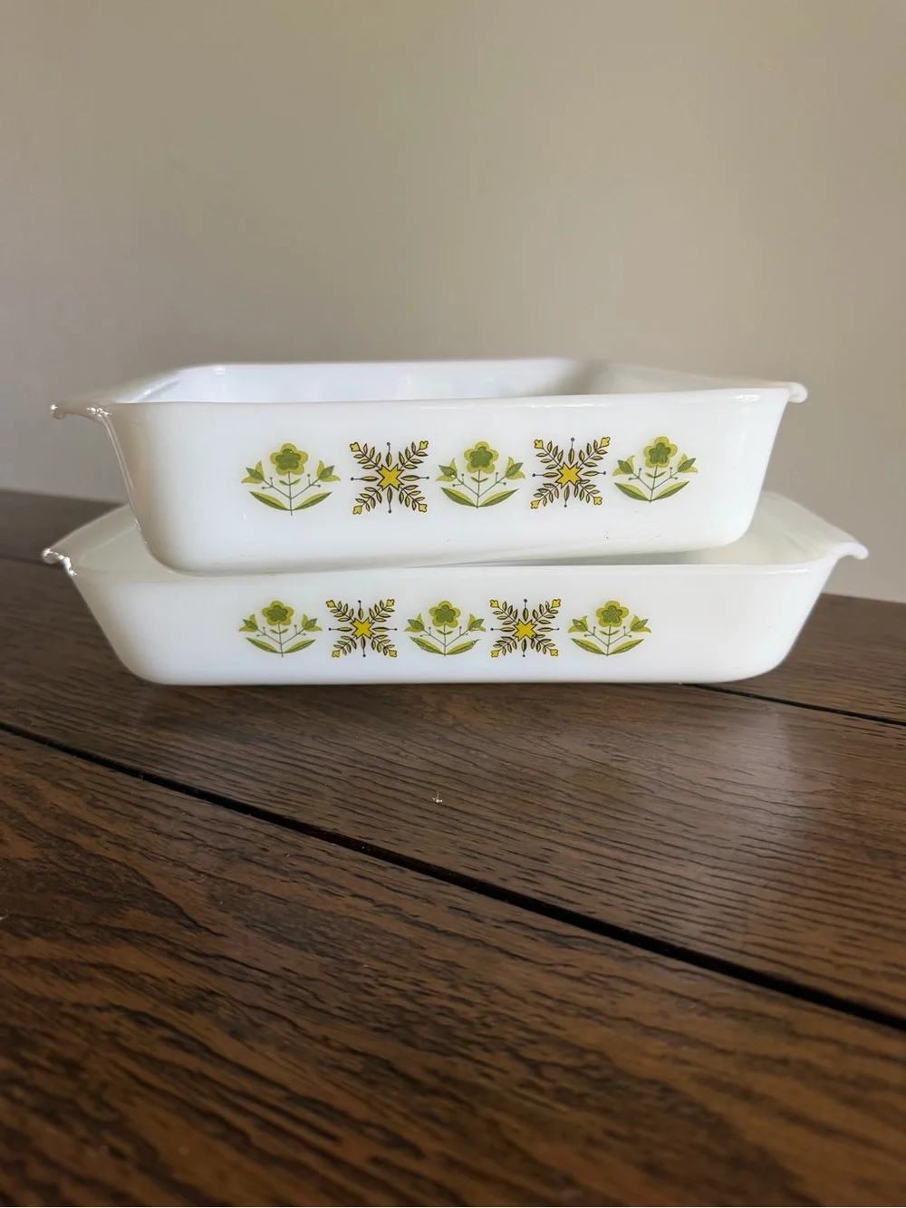 Vintage Fire-King Meadow Green Milk Glass Baking Dish 1.5 Qt Casserole And Loaf